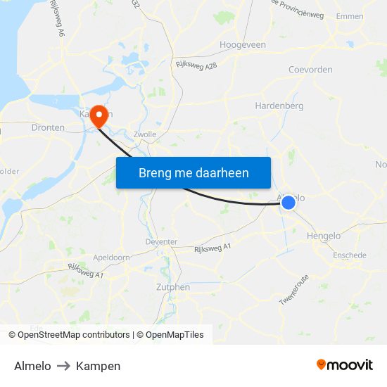 Almelo to Kampen map