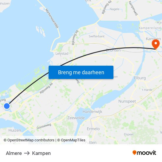 Almere to Kampen map