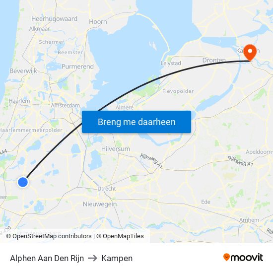 Alphen Aan Den Rijn to Kampen map