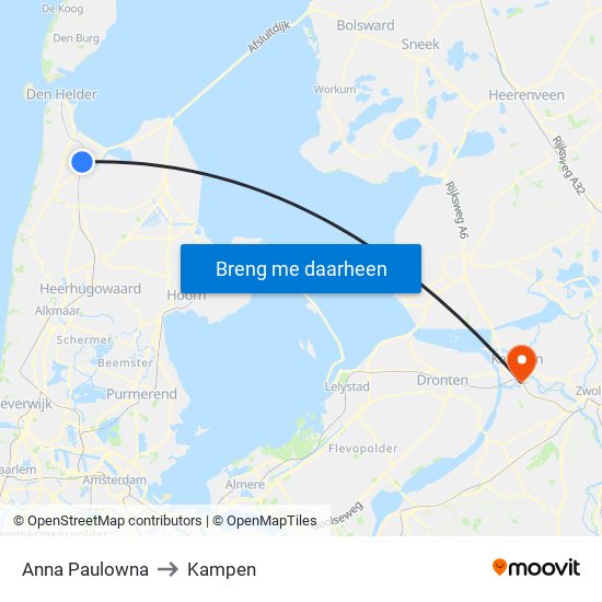Anna Paulowna to Kampen map
