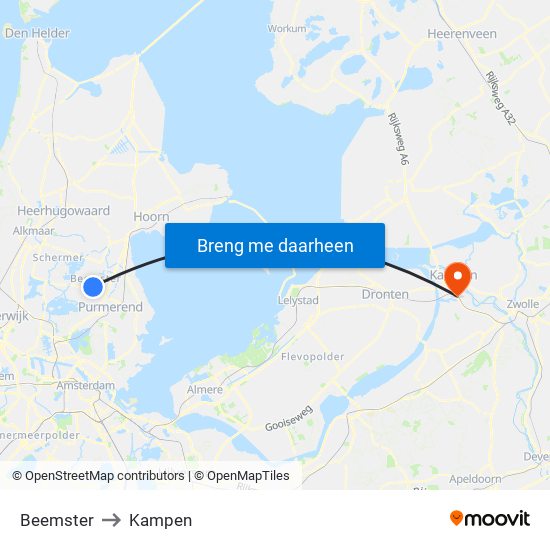 Beemster to Kampen map