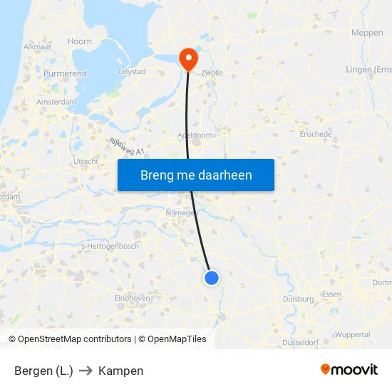 Bergen (L.) to Kampen map