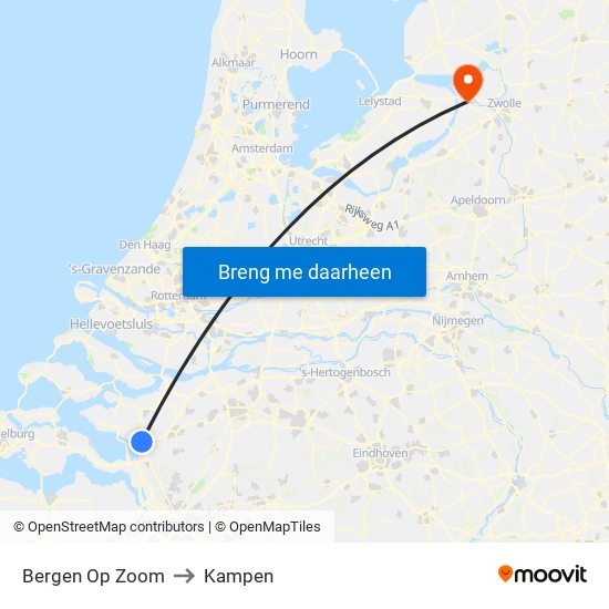 Bergen Op Zoom to Kampen map