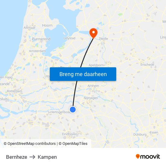 Bernheze to Kampen map