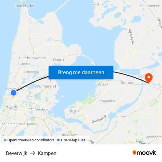 Beverwijk to Kampen map