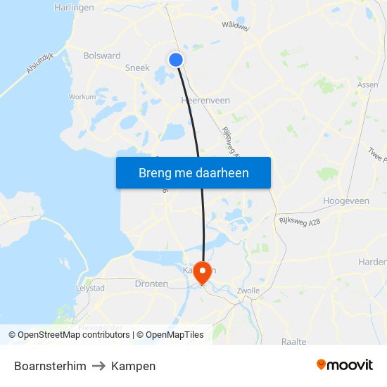 Boarnsterhim to Kampen map