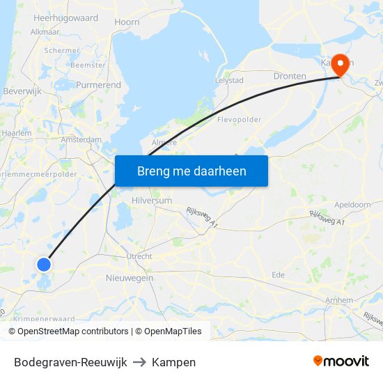 Bodegraven-Reeuwijk to Kampen map