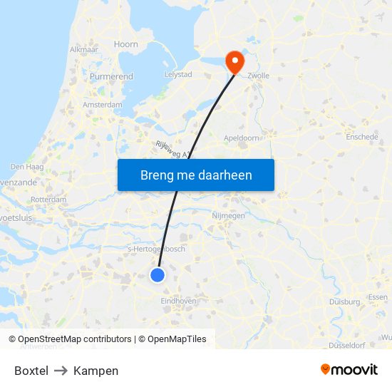 Boxtel to Kampen map