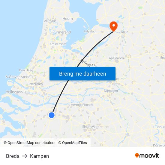 Breda to Kampen map