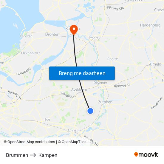 Brummen to Kampen map