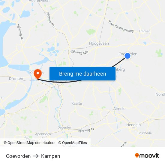 Coevorden to Kampen map