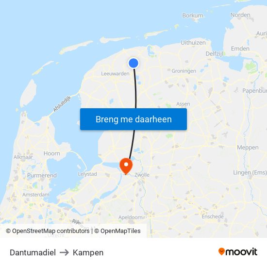 Dantumadiel to Kampen map