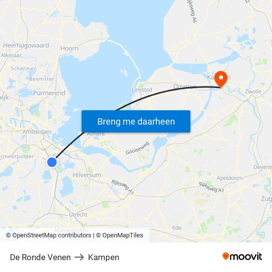 De Ronde Venen to Kampen map