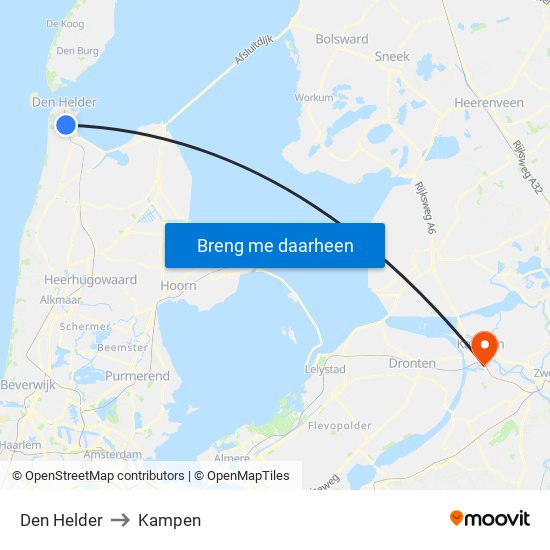 Den Helder to Kampen map