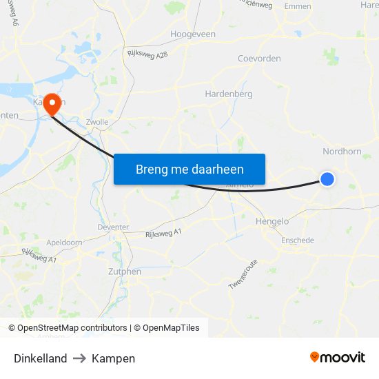 Dinkelland to Kampen map