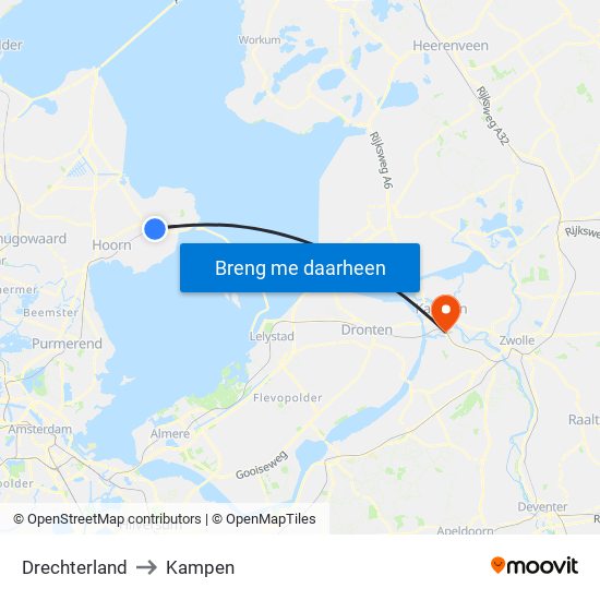 Drechterland to Kampen map