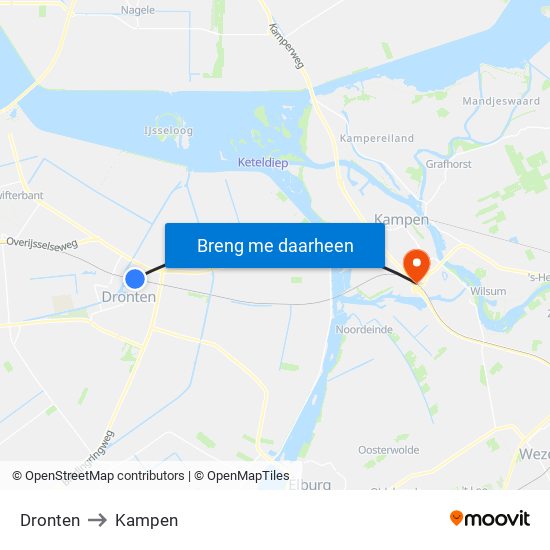 Dronten to Kampen map