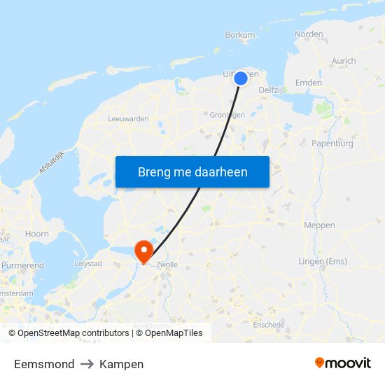 Eemsmond to Kampen map