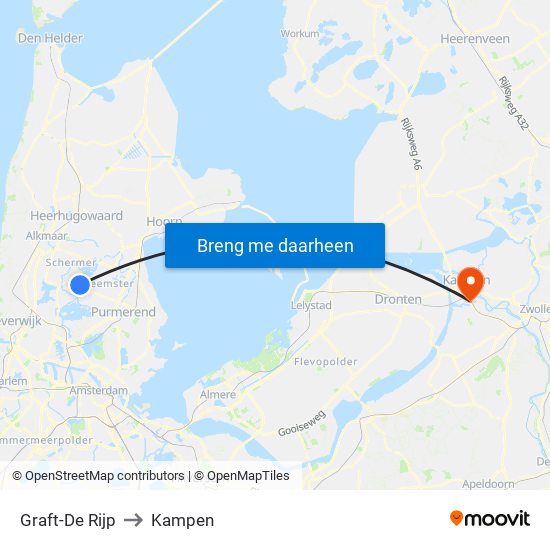 Graft-De Rijp to Kampen map