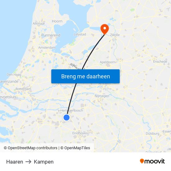 Haaren to Kampen map