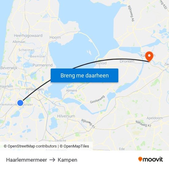 Haarlemmermeer to Kampen map