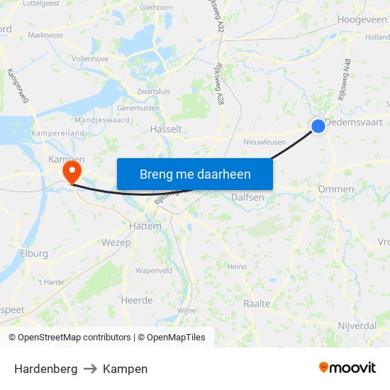 Hardenberg to Kampen map