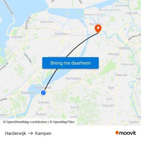 Harderwijk to Kampen map