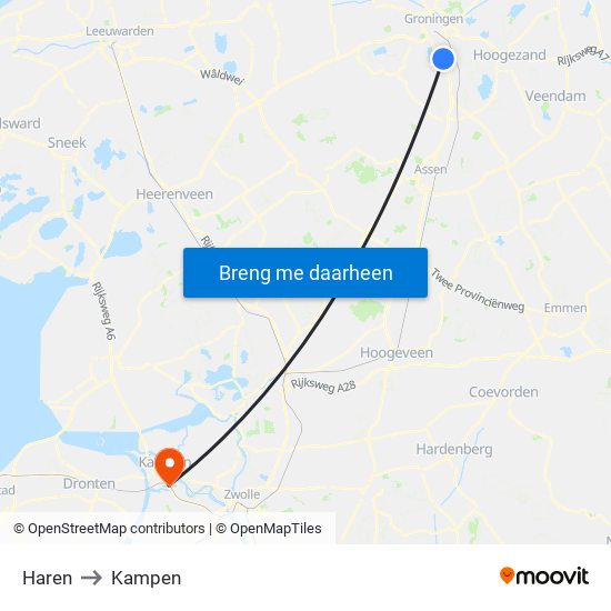 Haren to Kampen map