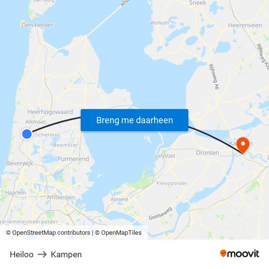 Heiloo to Kampen map