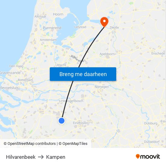 Hilvarenbeek to Kampen map