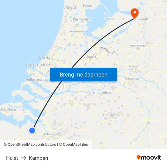 Hulst to Kampen map