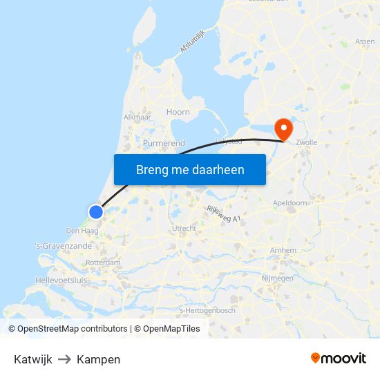 Katwijk to Kampen map