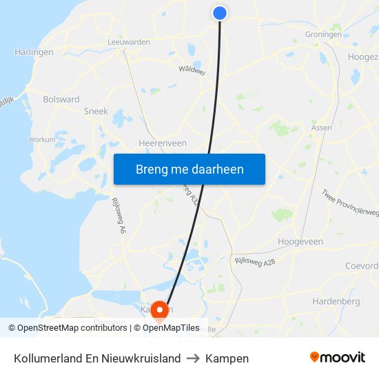 Kollumerland En Nieuwkruisland to Kampen map