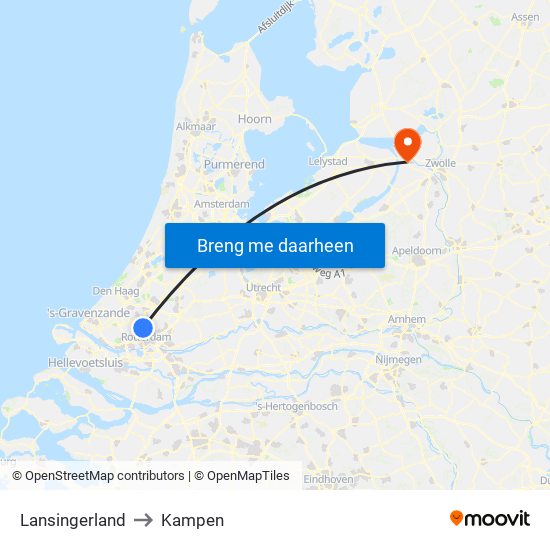 Lansingerland to Kampen map