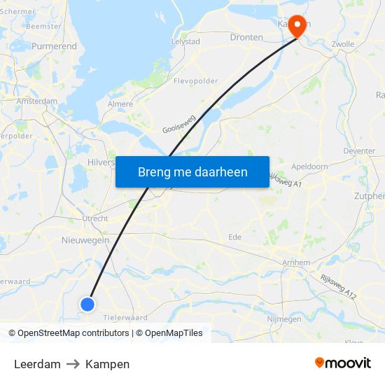 Leerdam to Kampen map