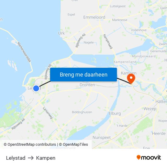 Lelystad to Kampen map