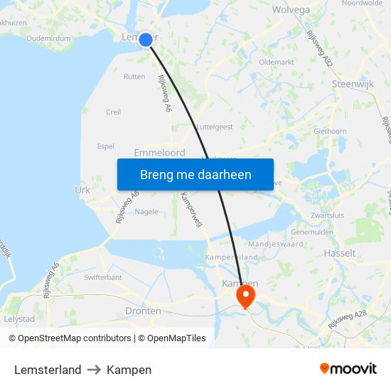 Lemsterland to Kampen map