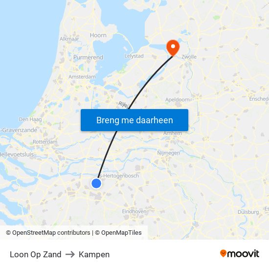 Loon Op Zand to Kampen map