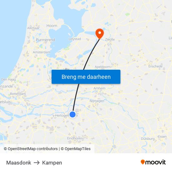 Maasdonk to Kampen map
