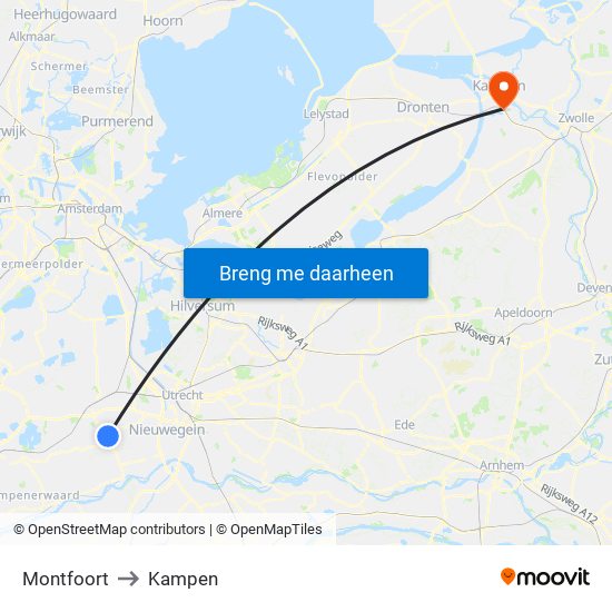 Montfoort to Kampen map