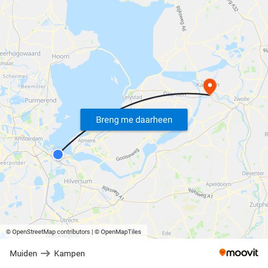 Muiden to Kampen map