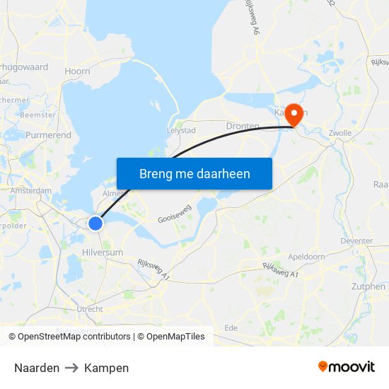 Naarden to Kampen map