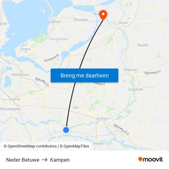 Neder-Betuwe to Kampen map
