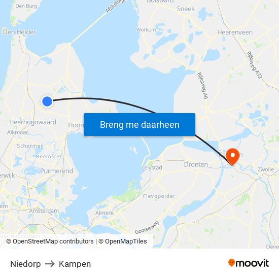 Niedorp to Kampen map