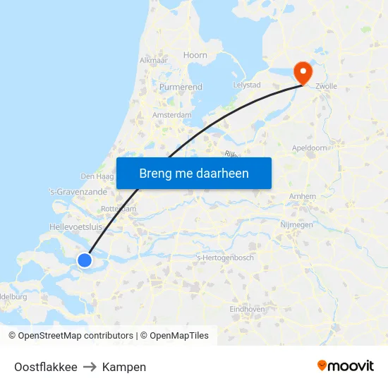 Oostflakkee to Kampen map