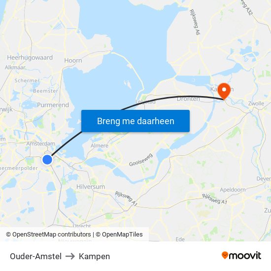 Ouder-Amstel to Kampen map