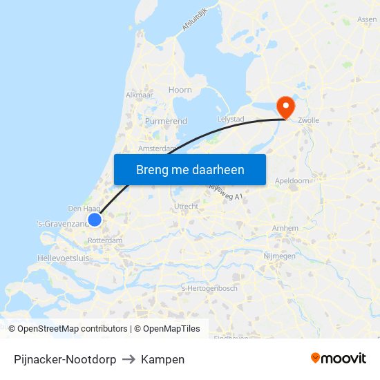 Pijnacker-Nootdorp to Kampen map