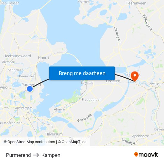 Purmerend to Kampen map