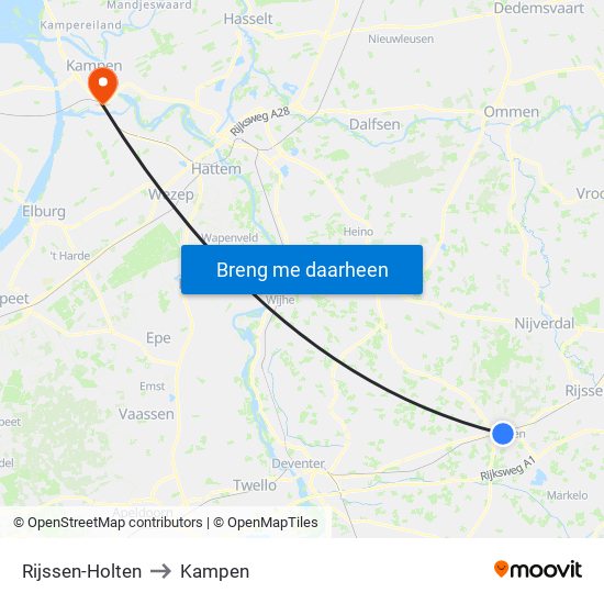 Rijssen-Holten to Kampen map