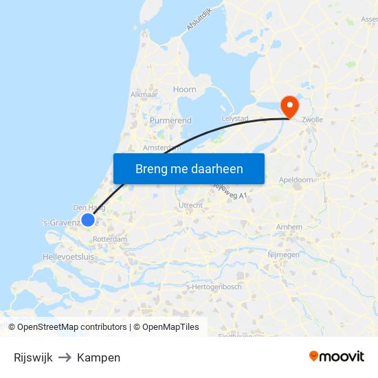 Rijswijk to Kampen map
